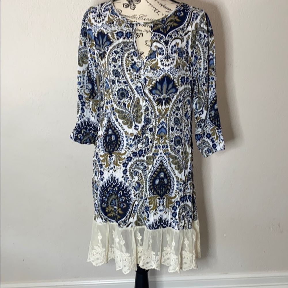 💙 UMGEE PAISLEY DRESS LACE TRIM SIZE SMALL 💙